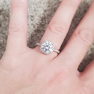 Tiger gems 2ct square halo ring